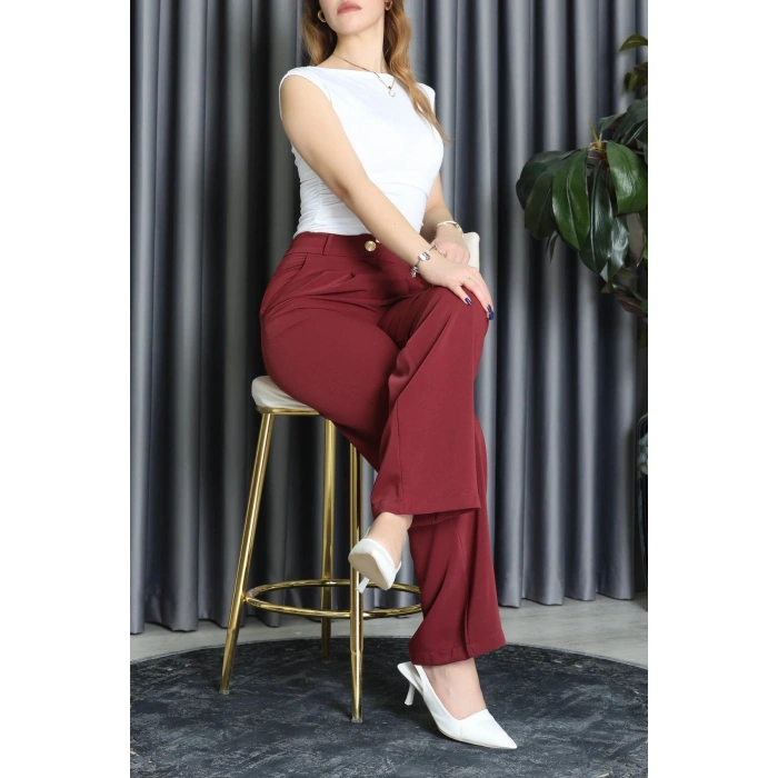 Bel Lastikli Pantolon Bordo - 70989.1347.