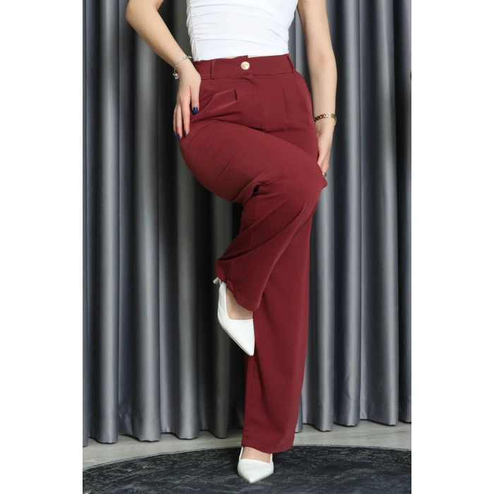 Bel Lastikli Pantolon Bordo - 70989.1347.