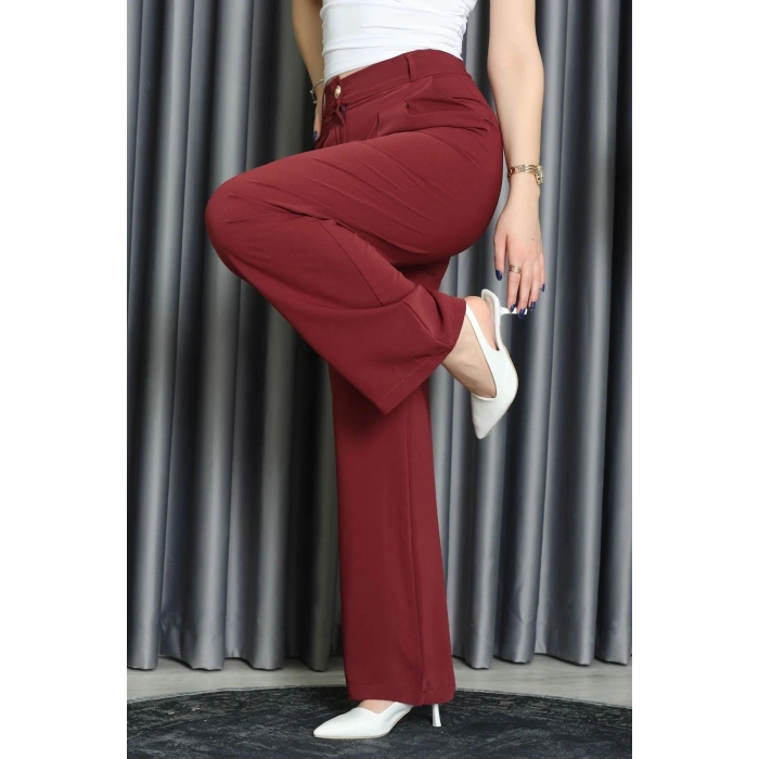 Bel Lastikli Pantolon Bordo - 70989.1347.