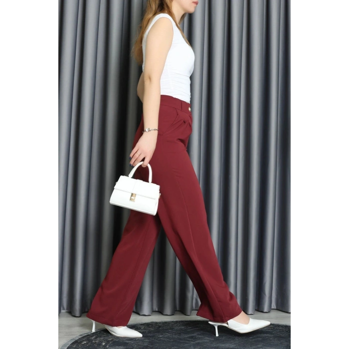 Bel Lastikli Pantolon Bordo - 70989.1347.