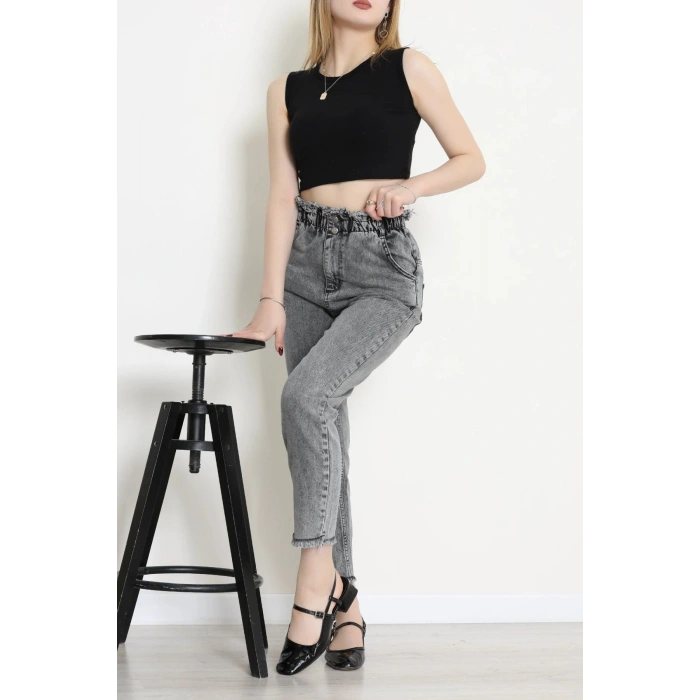 Bel Paça Püskül Büzgülü Mom Jean Açıkfüme - 405204.2141.