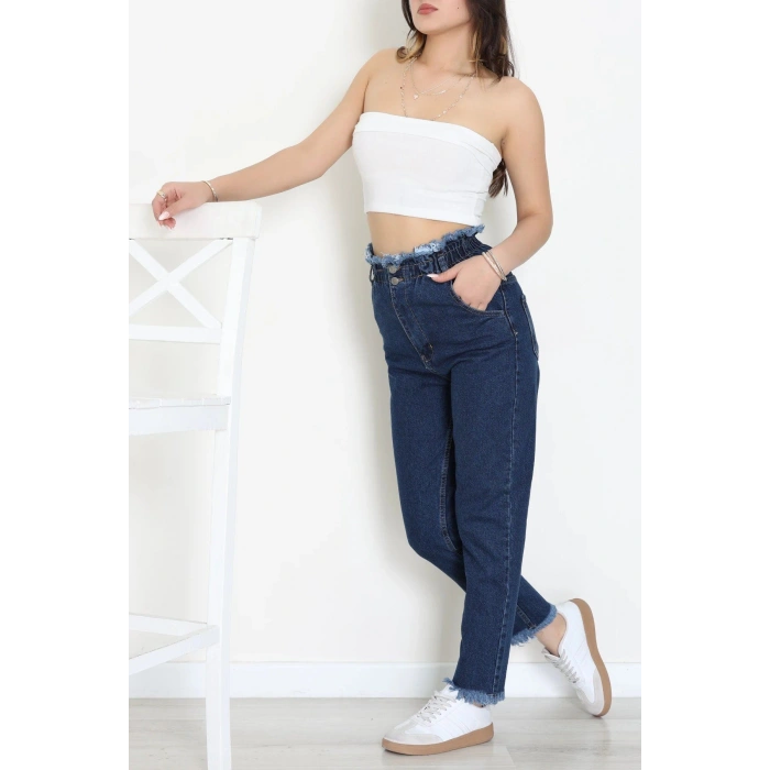 Bel Paça Püskül Büzgülü Mom Jean Mavi - 405204.2141.