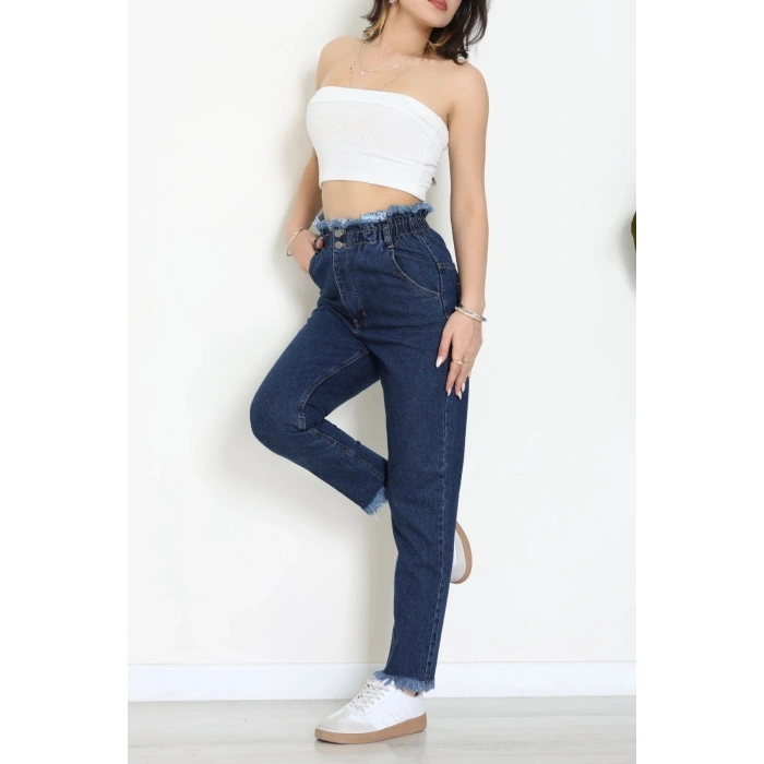 Bel Paça Püskül Büzgülü Mom Jean Mavi - 405204.2141.