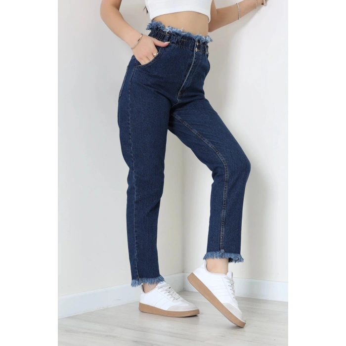 Bel Paça Püskül Büzgülü Mom Jean Mavi - 405204.2141.