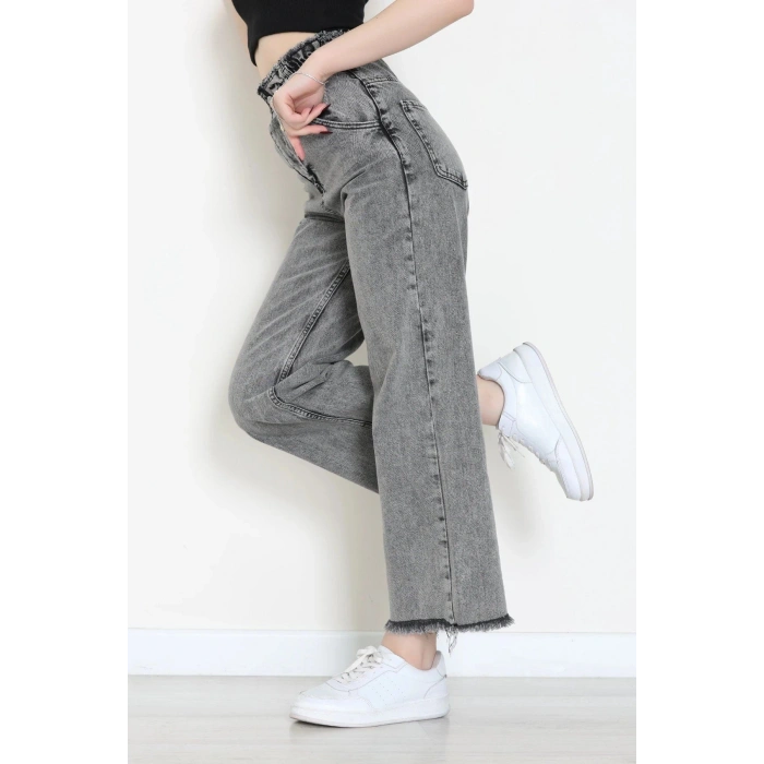Bel Paça Püsküllü Palazzo Kot Pantolon Füme - 405108.2141.