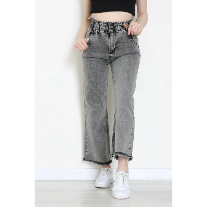Bel Paça Püsküllü Palazzo Kot Pantolon Füme - 405108.2141.