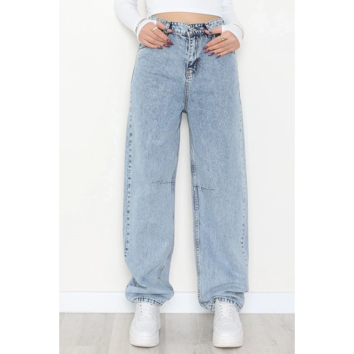 Bel Tokalı Baggy Kot Pantolon Buzmavi - 42472.1606.