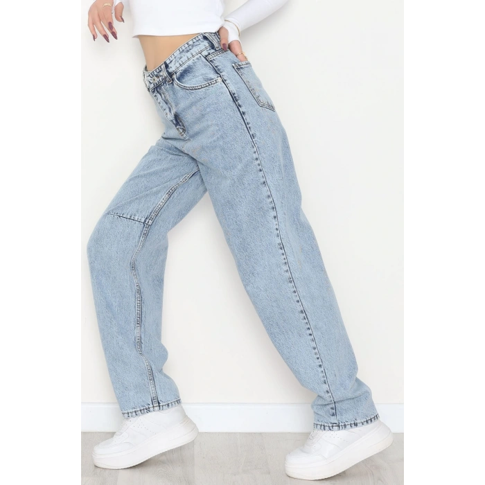 Bel Tokalı Baggy Kot Pantolon Buzmavi - 42472.1606.