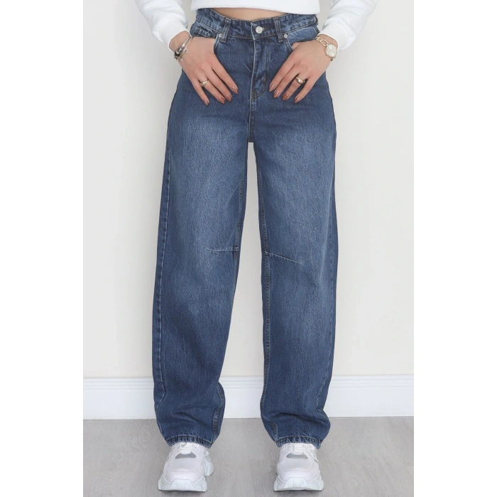 Bel Tokalı Baggy Kot Pantolon Mavi - 42472.1606.