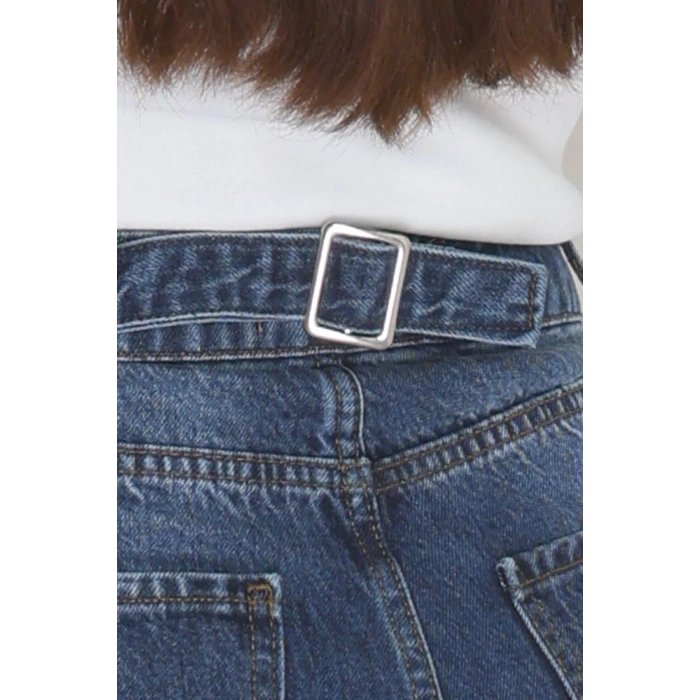 Bel Tokalı Baggy Kot Pantolon Mavi - 42472.1606.