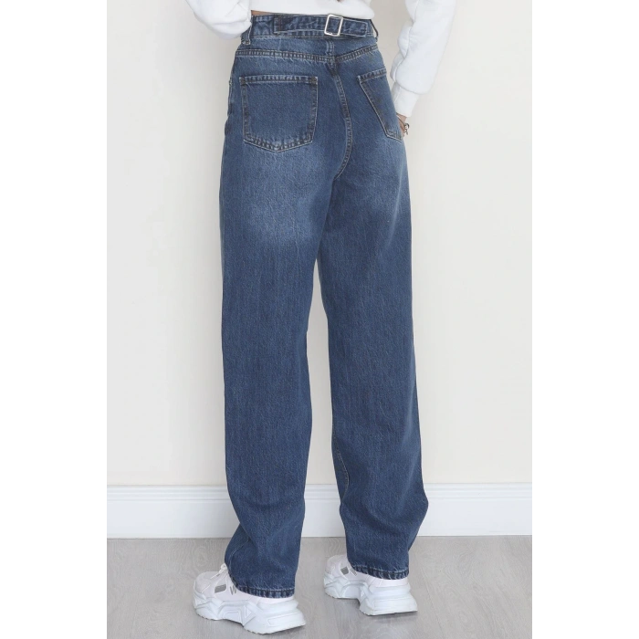 Bel Tokalı Baggy Kot Pantolon Mavi - 42472.1606.