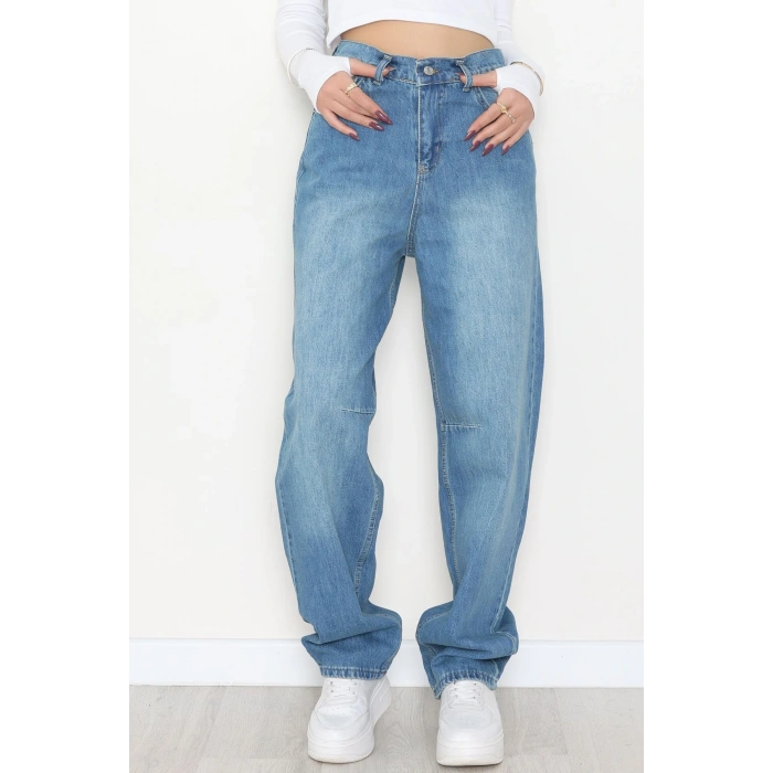 Bel Tokalı Baggy Kot Pantolon Mavitint1 - 42472.1606.