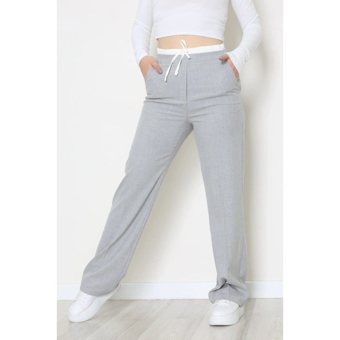 Beli Garnili Poliviskon Palazzo Pantolon Açıkgri - 51235.1920.