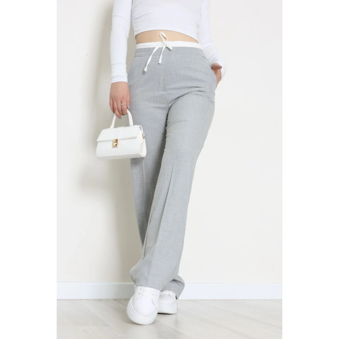 Beli Garnili Poliviskon Palazzo Pantolon Açıkgri - 51235.1920.