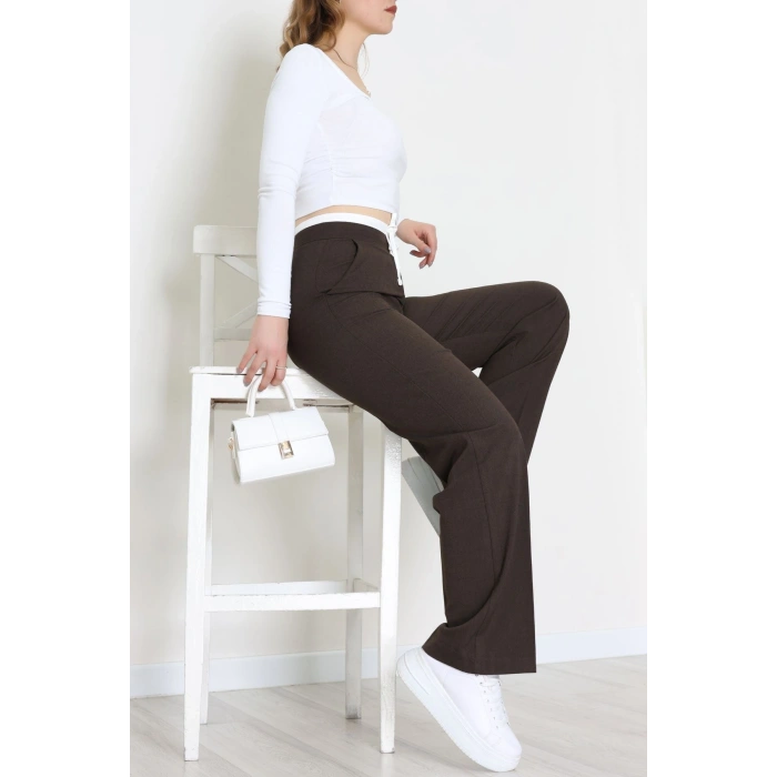 Beli Garnili Poliviskon Palazzo Pantolon Kahve - 51235.1920.