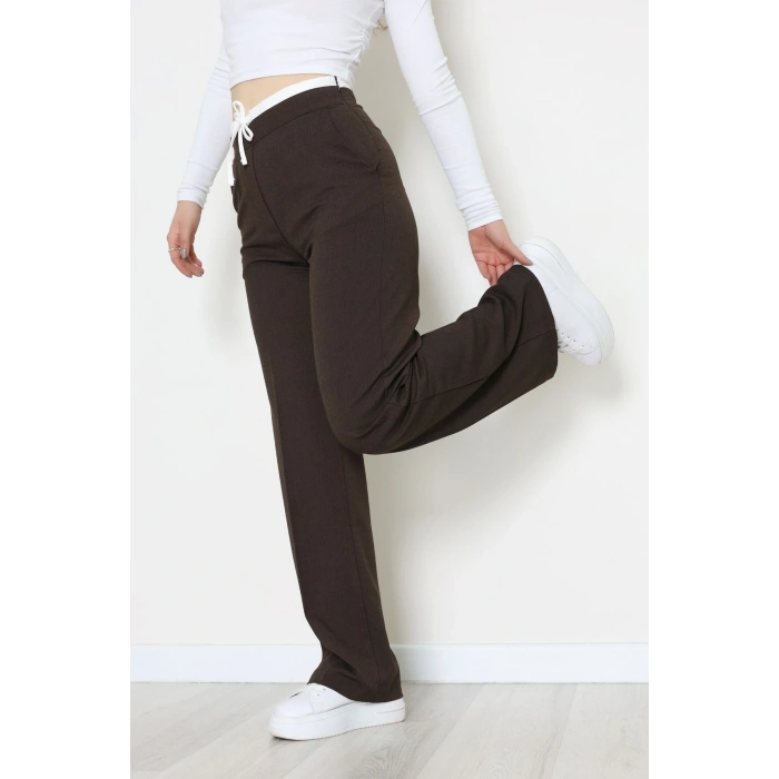 Beli Garnili Poliviskon Palazzo Pantolon Kahve - 51235.1920.