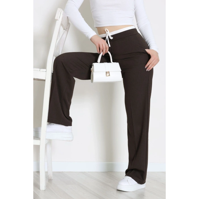 Beli Garnili Poliviskon Palazzo Pantolon Kahve - 51235.1920.