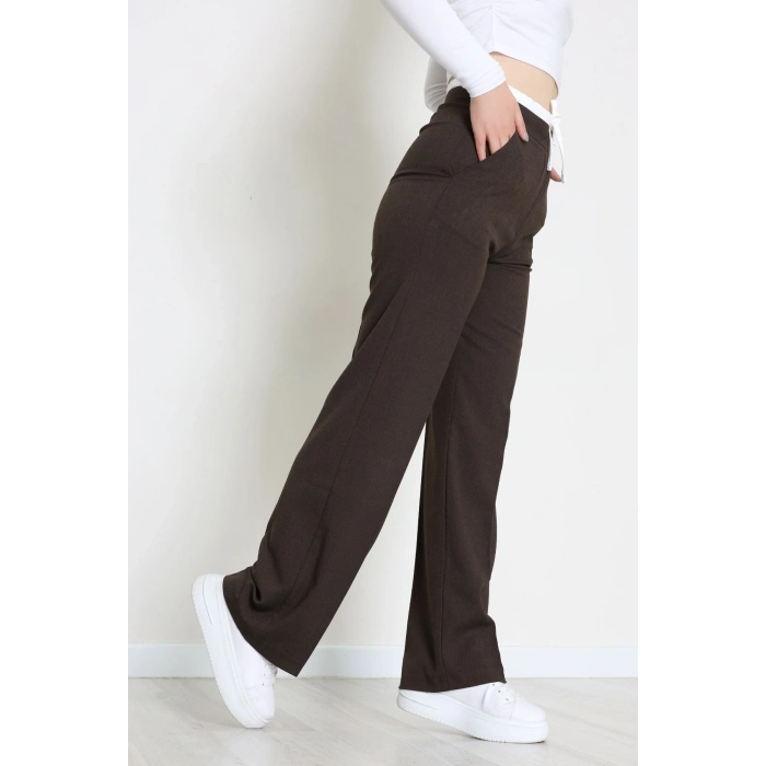 Beli Garnili Poliviskon Palazzo Pantolon Kahve - 51235.1920.