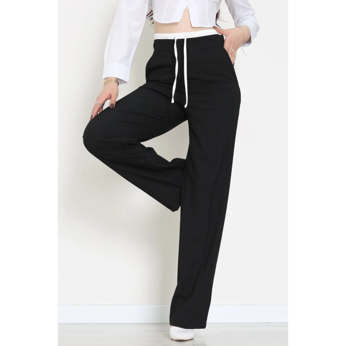 Beli Garnili Poliviskon Palazzo Pantolon Siyah - 51235.1920.