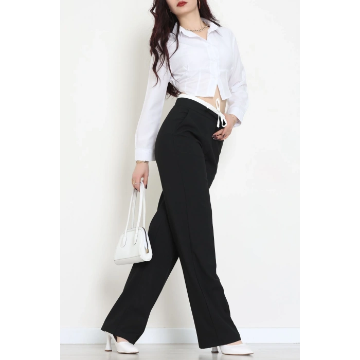 Beli Garnili Poliviskon Palazzo Pantolon Siyah - 51235.1920.