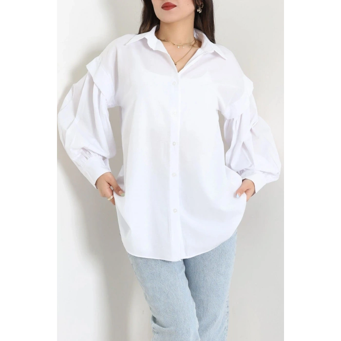 Beli İpli Poplin Gömlek Beyaz - 44062.255.