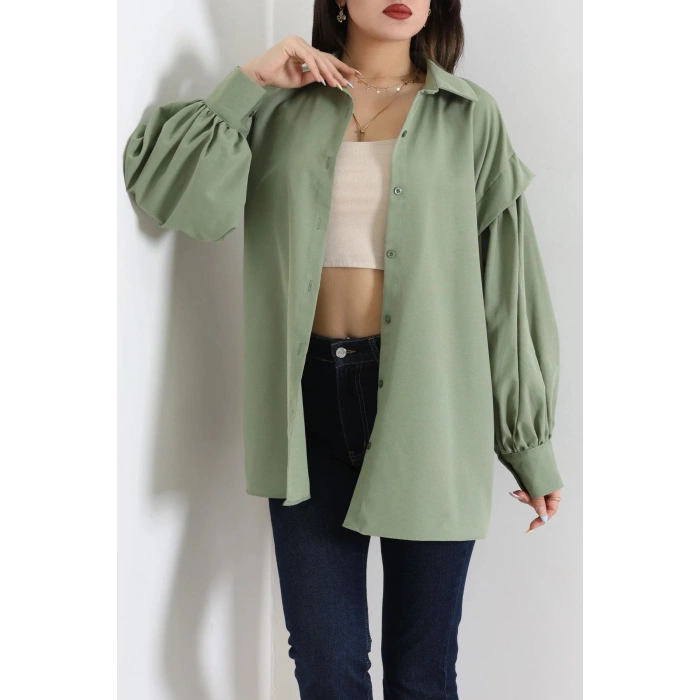 Beli İpli Poplin Gömlek Haki - 44062.255.