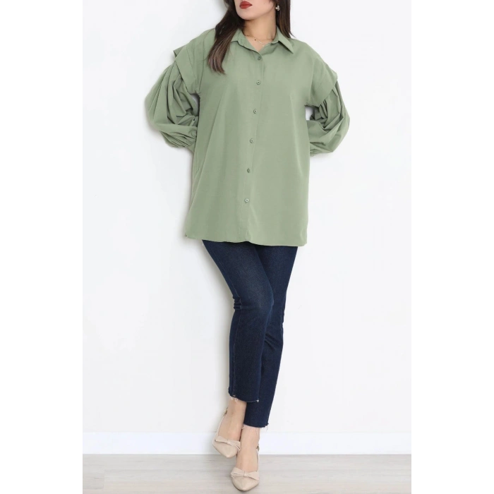 Beli İpli Poplin Gömlek Haki - 44062.255.
