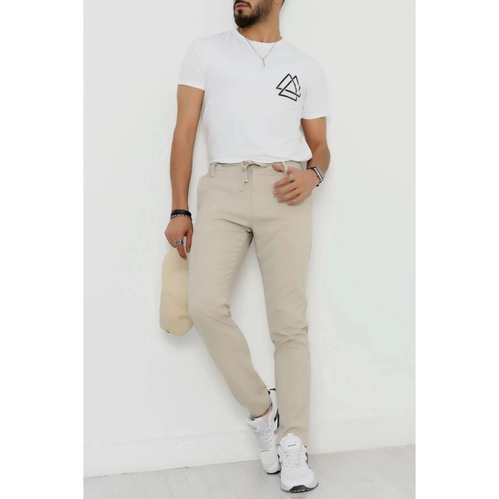 Beli Lastikli Bezayağı Erkek Pantolon  Bej - 42515.2091.