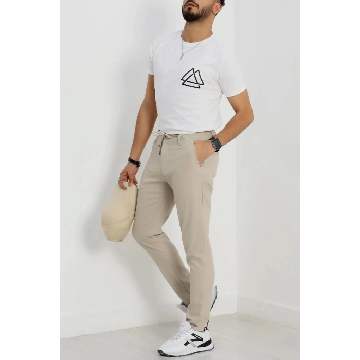 Beli Lastikli Bezayağı Erkek Pantolon  Bej - 42515.2091.