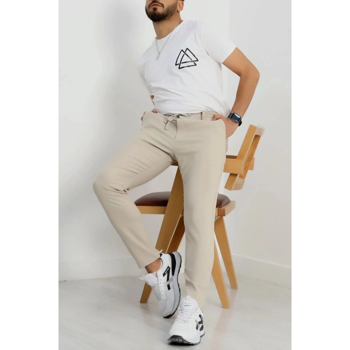 Beli Lastikli Bezayağı Erkek Pantolon  Bej - 42515.2091.