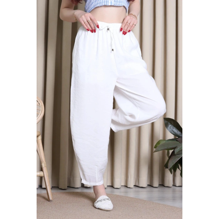 Beli Lastikli Pantolon Ekru - 55174.1995.