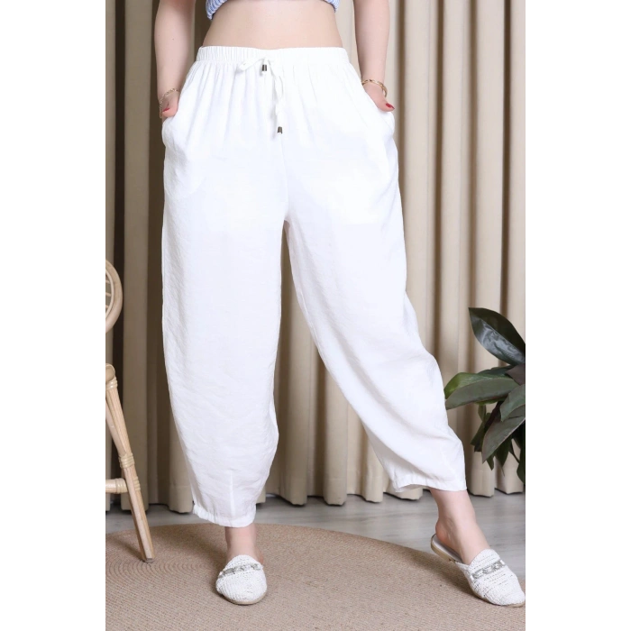 Beli Lastikli Pantolon Ekru - 55174.1995.
