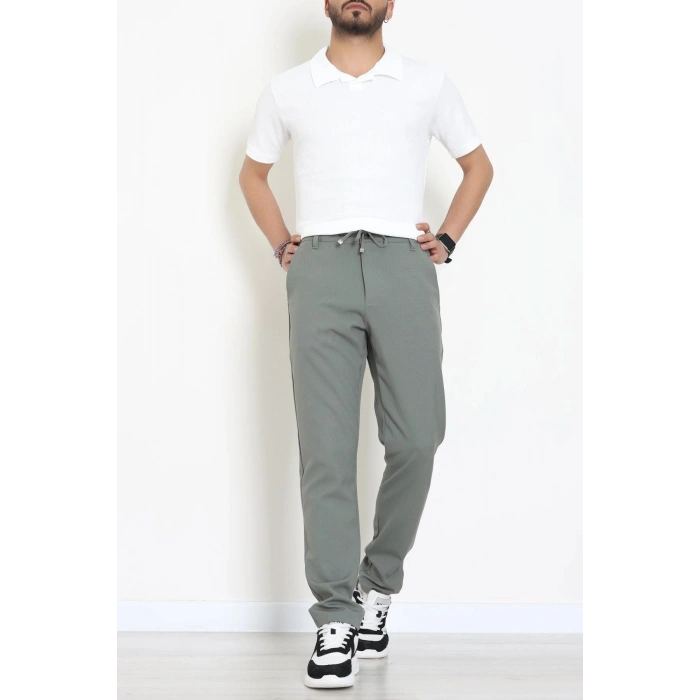Beli Lastikli Rahat Kesim Erkek Kumaş Pantolon Haki - 42515.2091.