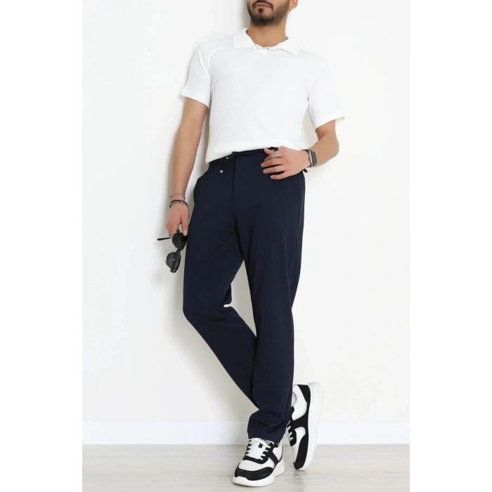 Beli Lastikli Rahat Kesim Erkek Kumaş Pantolon  Lacivert - 42515.2091.