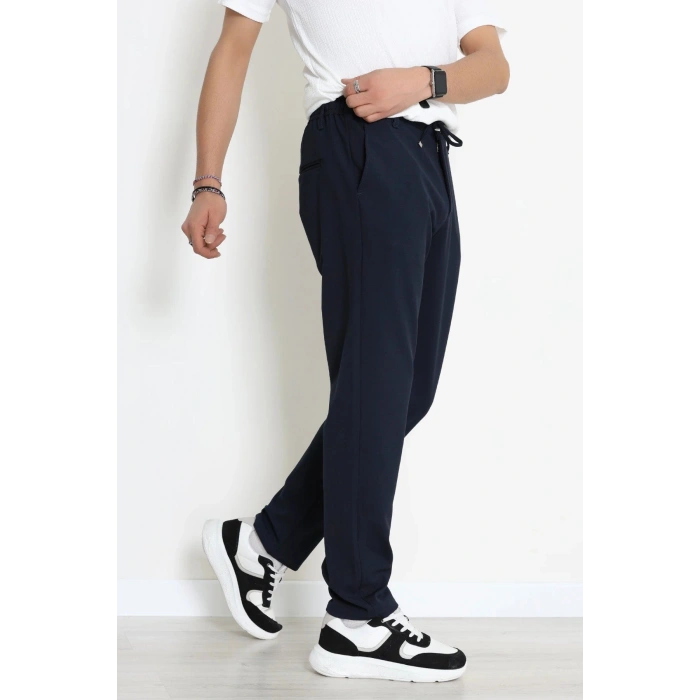 Beli Lastikli Rahat Kesim Erkek Kumaş Pantolon  Lacivert - 42515.2091.