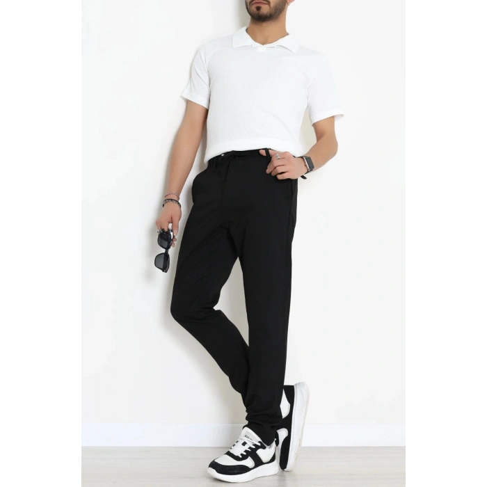 Beli Lastikli Rahat Kesim Erkek Kumaş Pantolon  Siyah - 42515.2091.