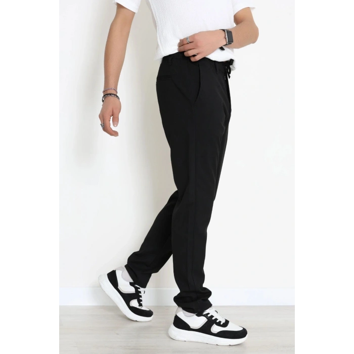 Beli Lastikli Rahat Kesim Erkek Kumaş Pantolon  Siyah - 42515.2091.