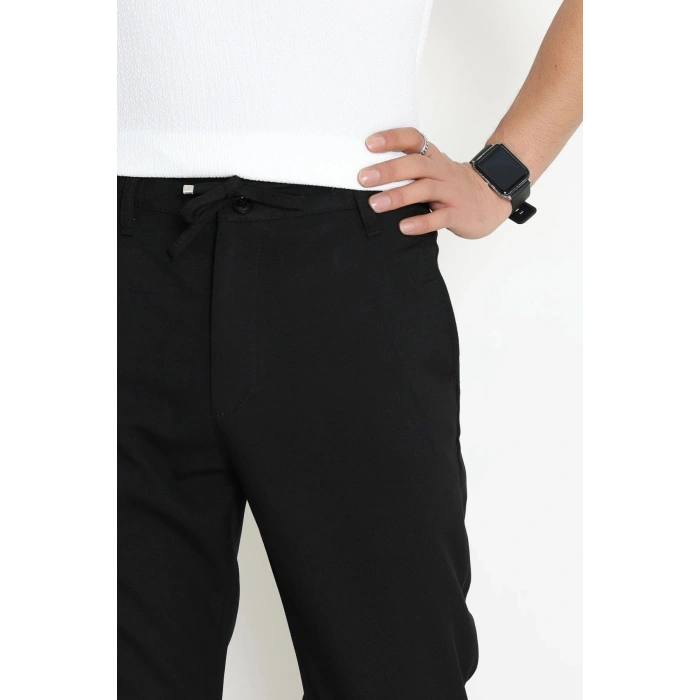 Beli Lastikli Rahat Kesim Erkek Kumaş Pantolon  Siyah - 42515.2091.