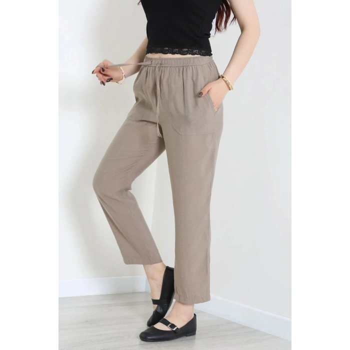 Beli Lastikli Tensel Pantolon Açıkkahve - 7804.1437.