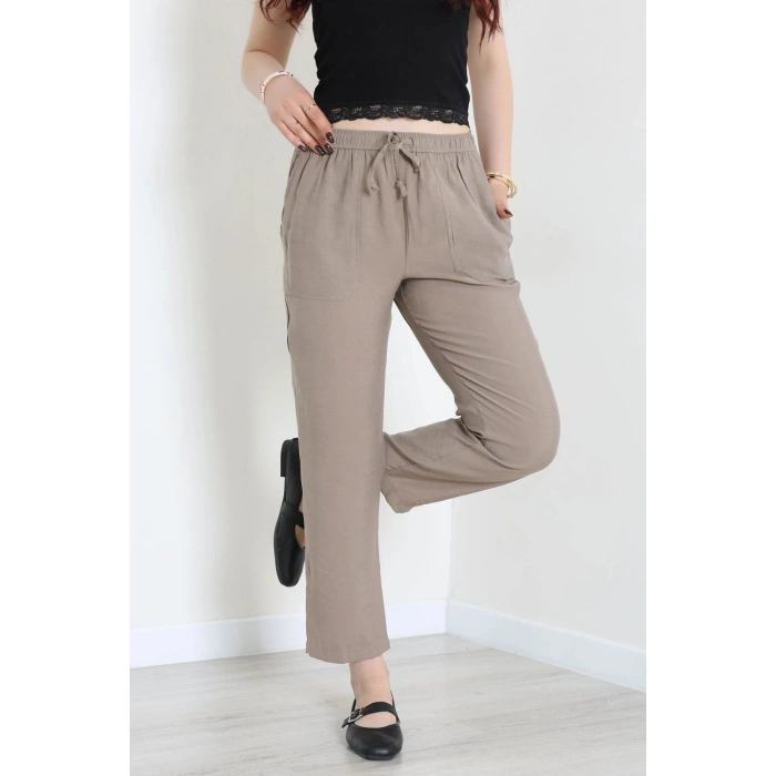 Beli Lastikli Tensel Pantolon Açıkkahve - 7804.1437.