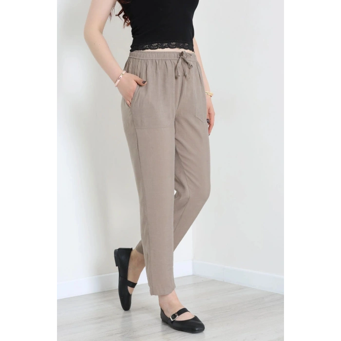Beli Lastikli Tensel Pantolon Açıkkahve - 7804.1437.