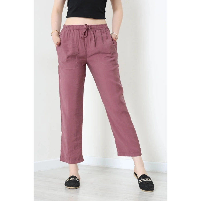 Beli Lastikli Tensel Pantolon Gülkurusu - 7804.1437.