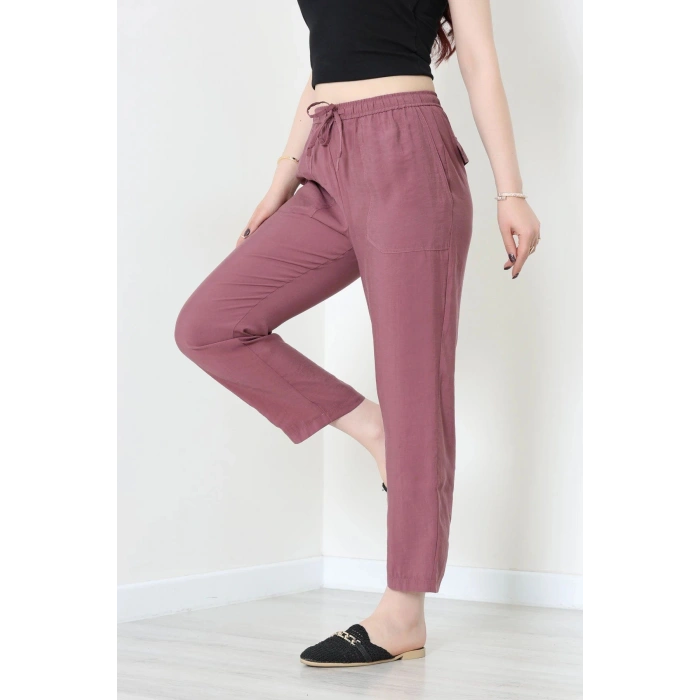Beli Lastikli Tensel Pantolon Gülkurusu - 7804.1437.
