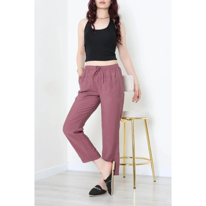 Beli Lastikli Tensel Pantolon Gülkurusu - 7804.1437.
