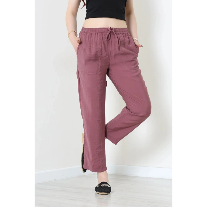 Beli Lastikli Tensel Pantolon Gülkurusu - 7804.1437.