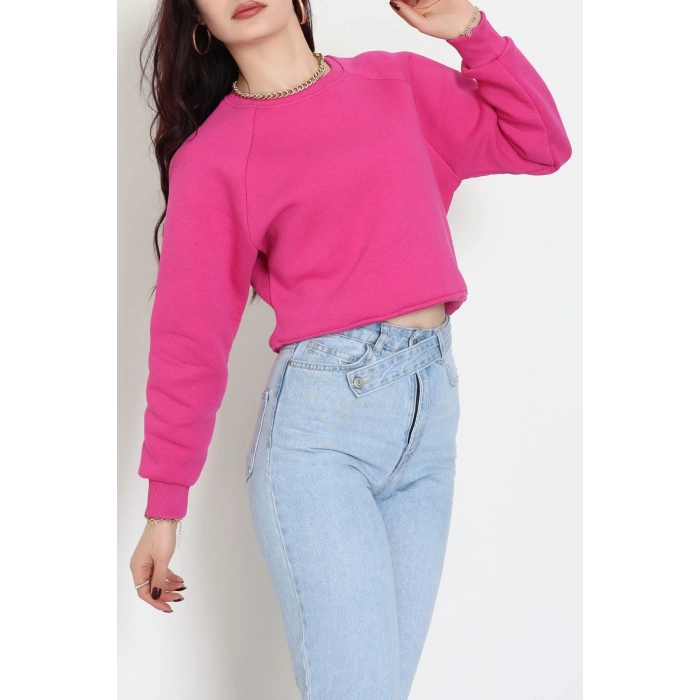 Bisiklet Yaka 3 İplik Sweat Fuşya - 20958.1878.