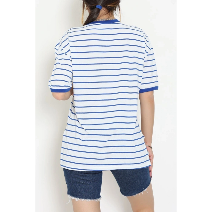 Bisiklet Yaka Çizgili Rejenere Süprem Tişört Beyazsaks - 601.1567.