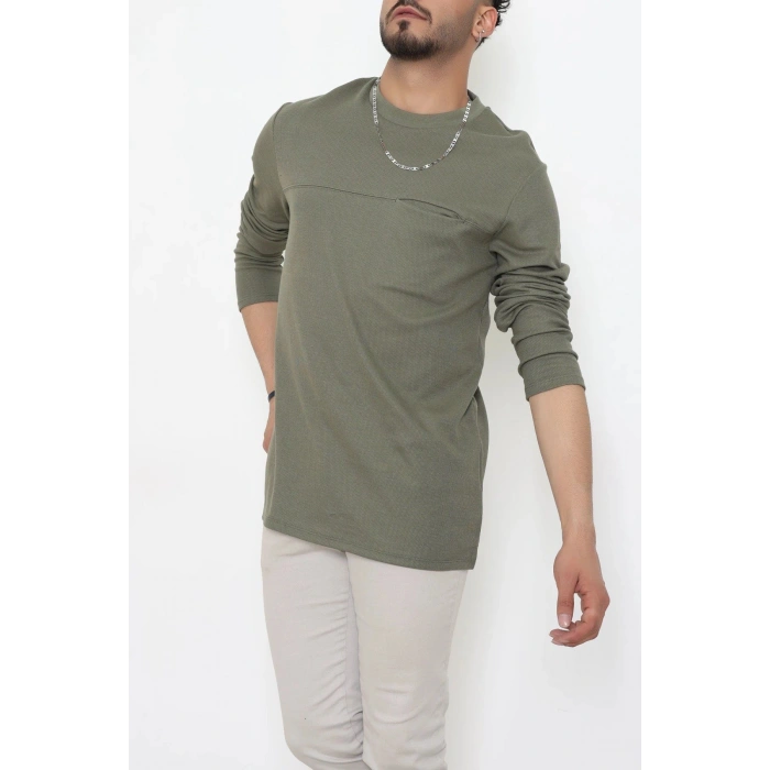 Bisiklet Yaka Erkek Sweat Haki - 71592.1871.