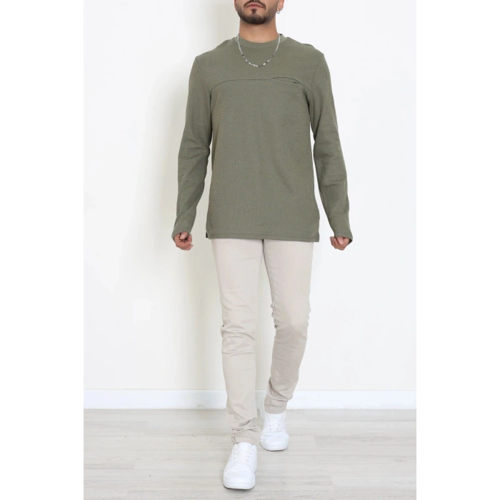 Bisiklet Yaka Erkek Sweat Haki - 71592.1871.