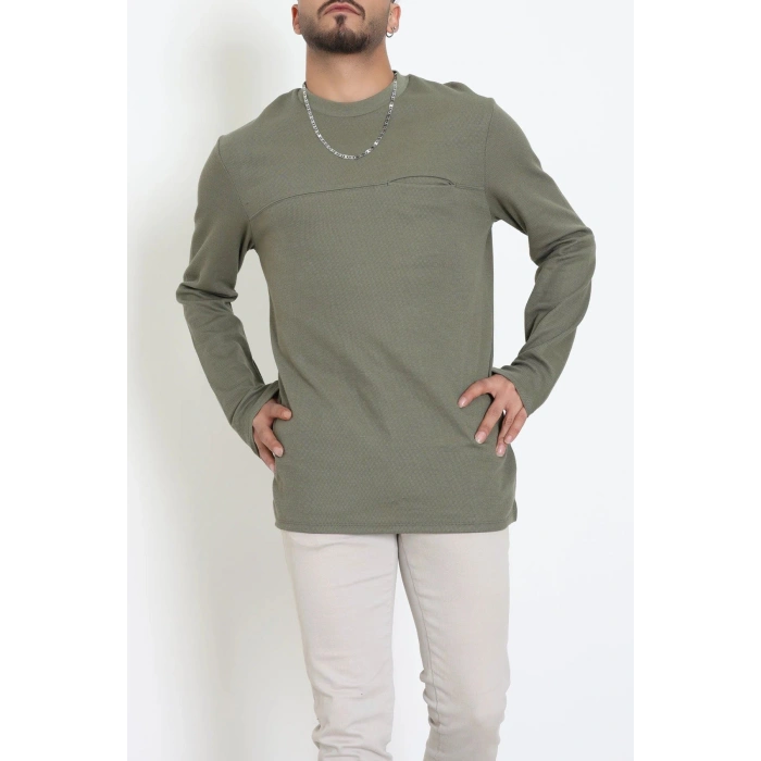 Bisiklet Yaka Erkek Sweat Haki - 71592.1871.